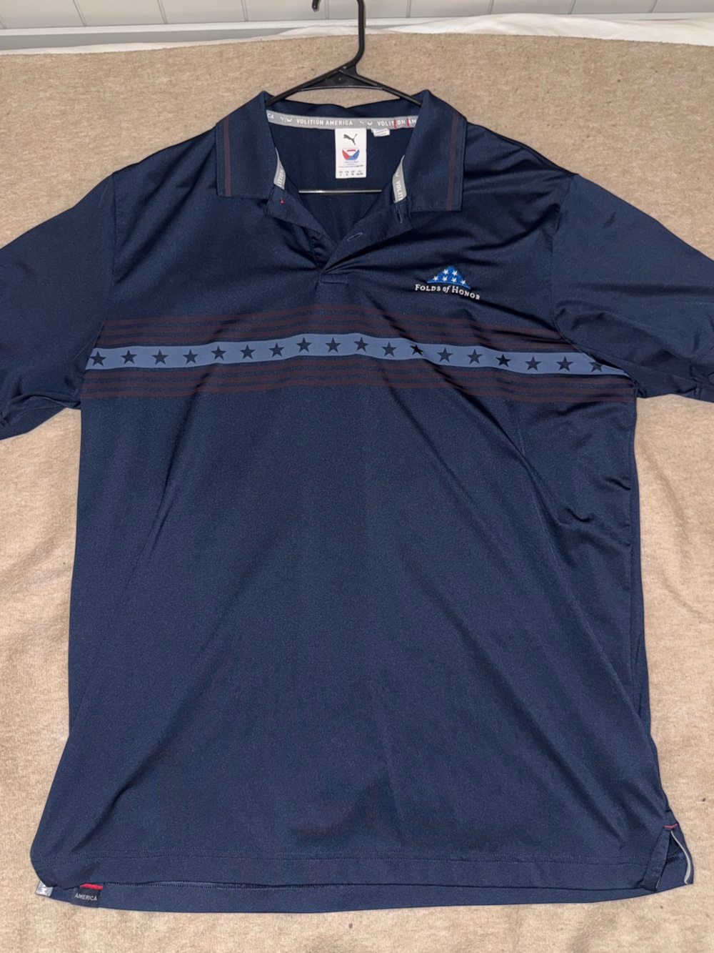Puma Men's Navy Folds of Honor Polo with Star Stripe Detail